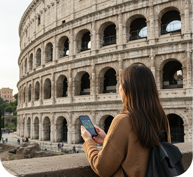 Tourist viewing the Colosseum