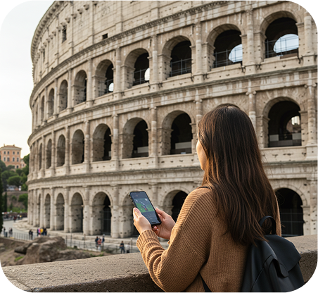 Tourist viewing the Colosseum